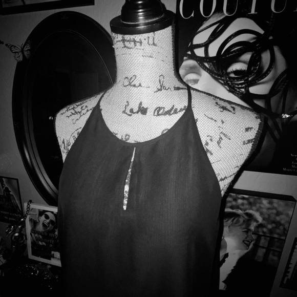 Anthropologie Black Halter Blouse